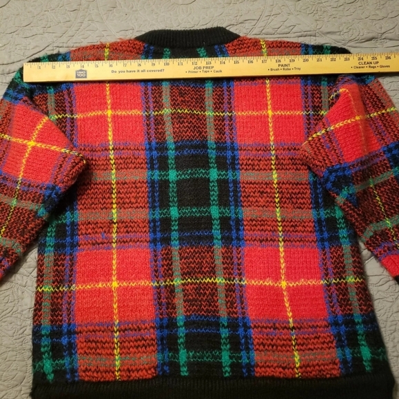 Vintage Tartan Plaid Red blue green Button Cardigan - Picture 12 of 16